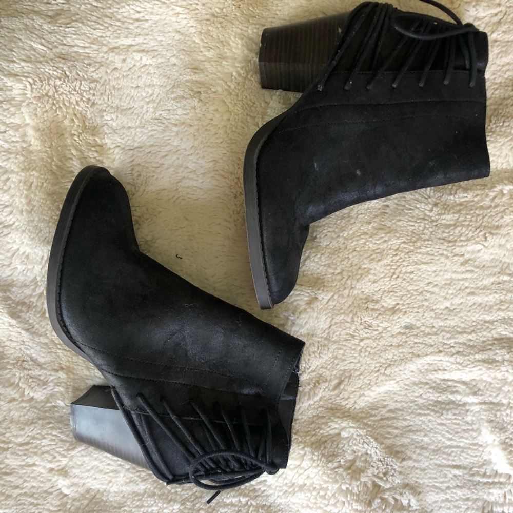 Black leather ankle boots